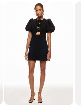 Rebecca Vallance | Aubree Flower Black Beaded Cutout Mini Dress | (SZ 8)